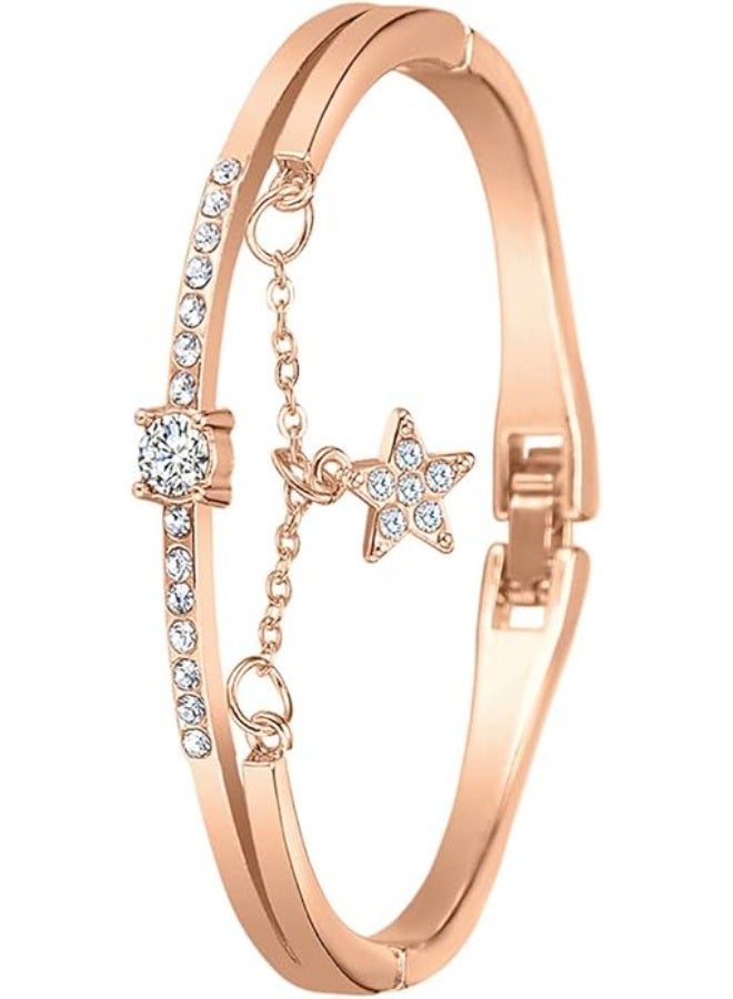 كوارتز ساعة نسائية كلاسيكية بسوار من السبائك المعدنية مع سوار كريستالي مجموعة ساعات يد كوارتز للنساء هدايا رائعة - Image 4