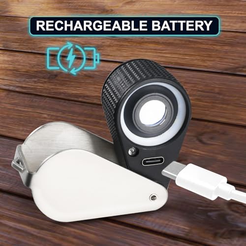DANOPLUS 30X Jewelers Loupe Rechargeable Mgnifier with LED&UV Light, Loupe Foldable 22mm Glass Lens Jewelry Loop Magnifier, Illuminated Jewelers Loop for Gems, Stamps,Coins,Watches - Image 5