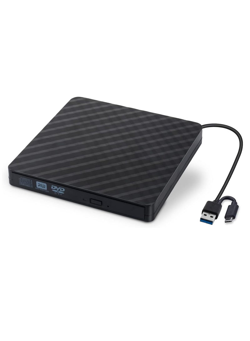DVD Burner External CD/DVD Drive USB 3.0/Type C Optical Drive Burner Slim CD/DVD ROM Rewriter Reader Portable for PC Laptop Desktop MacBook Mac Windows 7/8.1/10 Linux OS  - Image 1