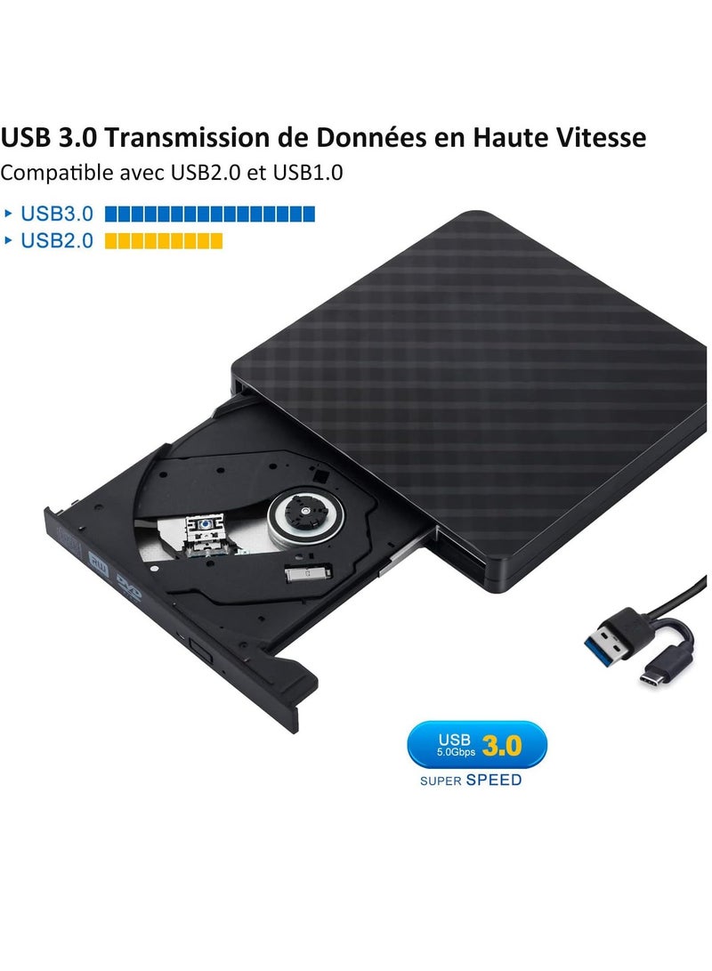 DVD Burner External CD/DVD Drive USB 3.0/Type C Optical Drive Burner Slim CD/DVD ROM Rewriter Reader Portable for PC Laptop Desktop MacBook Mac Windows 7/8.1/10 Linux OS  - Image 4