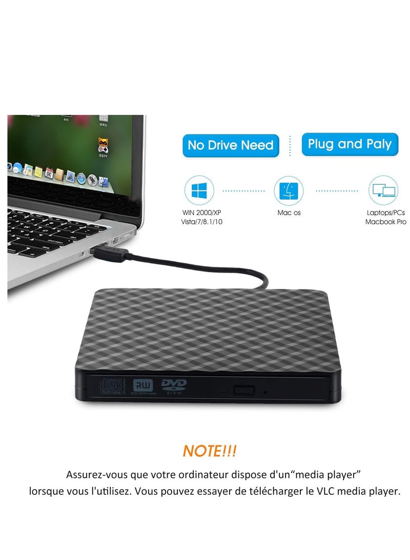 DVD Burner External CD/DVD Drive USB 3.0/Type C Optical Drive Burner Slim CD/DVD ROM Rewriter Reader Portable for PC Laptop Desktop MacBook Mac Windows 7/8.1/10 Linux OS  - Image 5