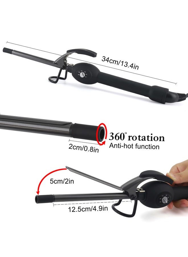 BLUETOP 9mm Ceramic Mini Hair Curler for Short Hair, Tight Curls Curling Iron, PTC Heating, Adjustable Temperature, Fast Heating, LCD Digital Display, Travel Size, Dual Voltage, 3/8 Inch, Unisex - Image 2