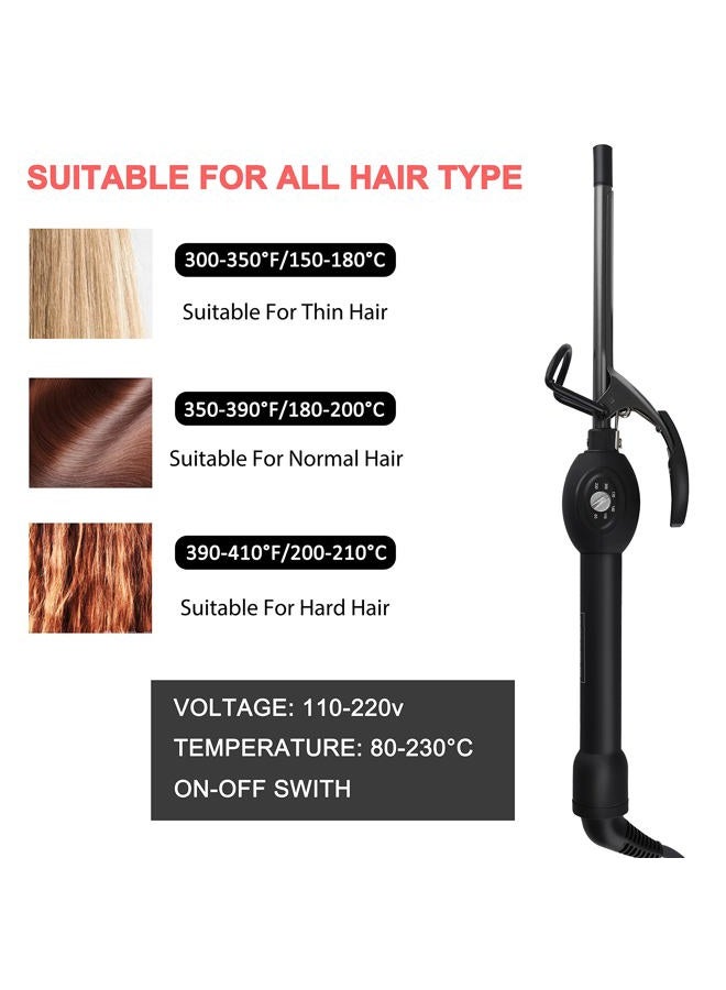 BLUETOP 9mm Ceramic Mini Hair Curler for Short Hair, Tight Curls Curling Iron, PTC Heating, Adjustable Temperature, Fast Heating, LCD Digital Display, Travel Size, Dual Voltage, 3/8 Inch, Unisex - Image 4