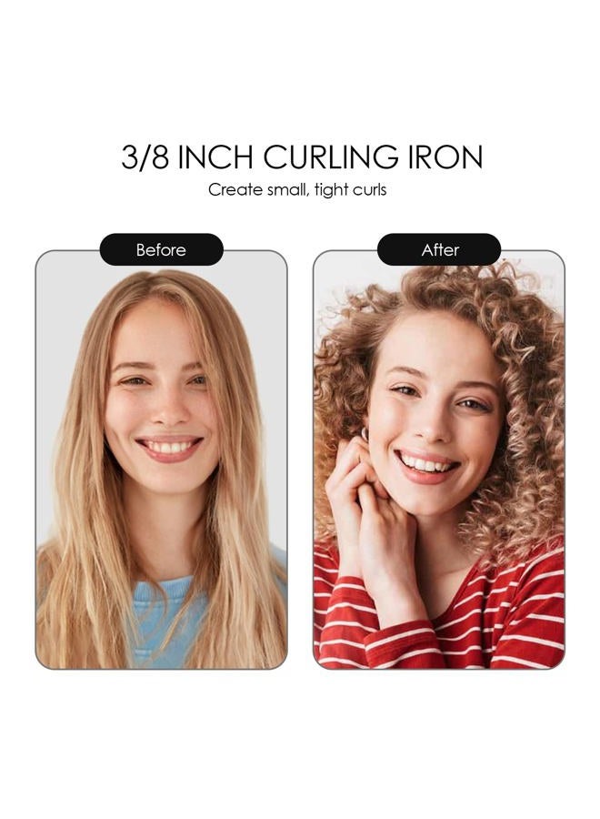 BLUETOP 9mm Ceramic Mini Hair Curler for Short Hair, Tight Curls Curling Iron, PTC Heating, Adjustable Temperature, Fast Heating, LCD Digital Display, Travel Size, Dual Voltage, 3/8 Inch, Unisex - Image 3