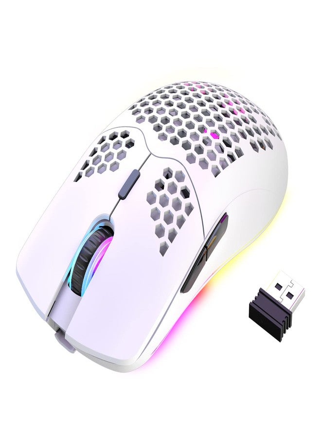 XINMENG Wireless Gaming Mouse Lightweight Honeycomb Design 3200 DPI Rechargeable Gaming Mouse with 16 Rainbow Backlit, USB Receiver,Compatible with PC Gamers and Xbox and PS4 Users - Image 1