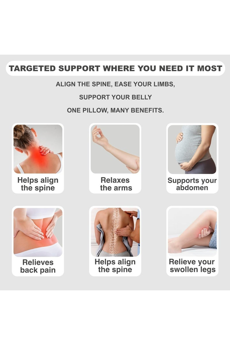أوزيغالور وسادة الحمل الإحاطية للنوم الآمن - دعم مريح للظهر/الأرجل/البطن/الوركين-بتصميم طبي ذكي - غطاء تبريد قابل للنزع والتعديل - لون رمادي - Image 3