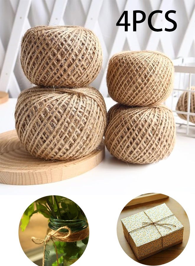 KANGLI 4 Pieces Gift Packing Twine Jute Cord Brown - Image 1