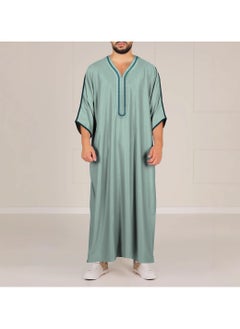 Side Pocket of Men's Robe with Sleeve Rope Embroidery and National Style