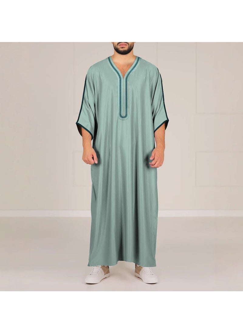 xozgdovg - Side Pocket of Men's Robe with Sleeve Rope Embroidery and National Style - Image 1
