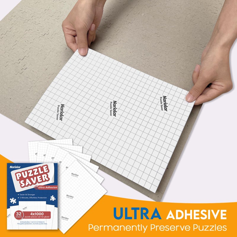 Nariolar Ultra Adhesion Puzzle Glue Sheets, 32 Saver Sheets Preserves 4Ã—1000 Pieces Jigsaw, Puzzle Saver for Easy Preservation in Minutes - Image 2