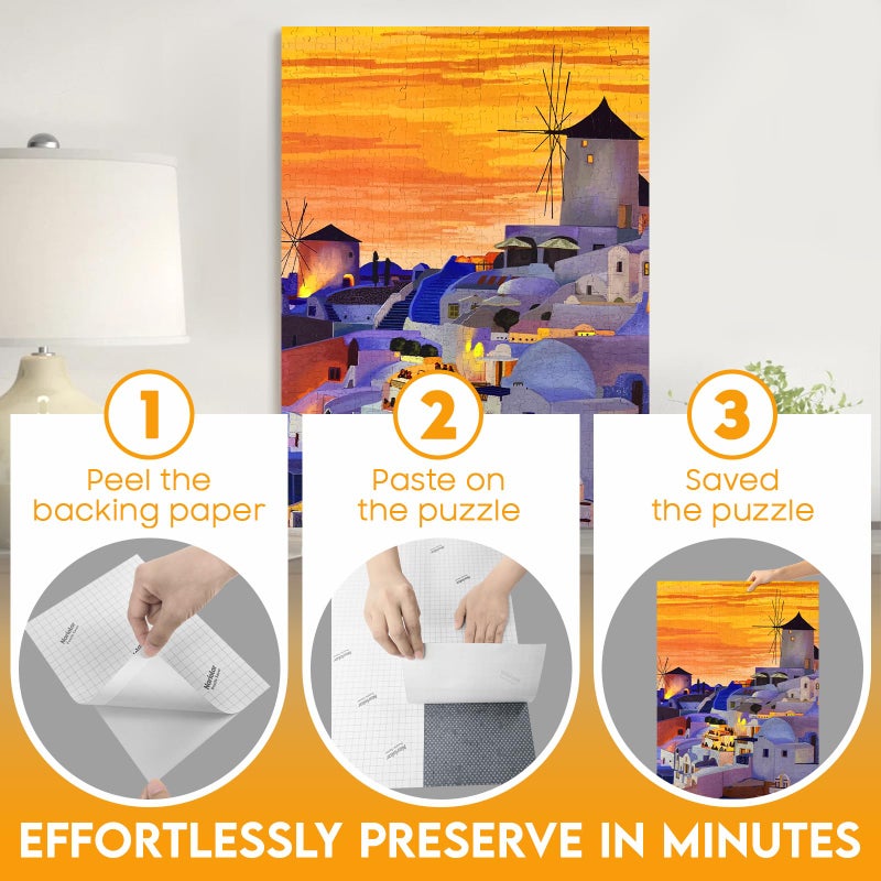 Nariolar Ultra Adhesion Puzzle Glue Sheets, 32 Saver Sheets Preserves 4Ã—1000 Pieces Jigsaw, Puzzle Saver for Easy Preservation in Minutes - Image 4
