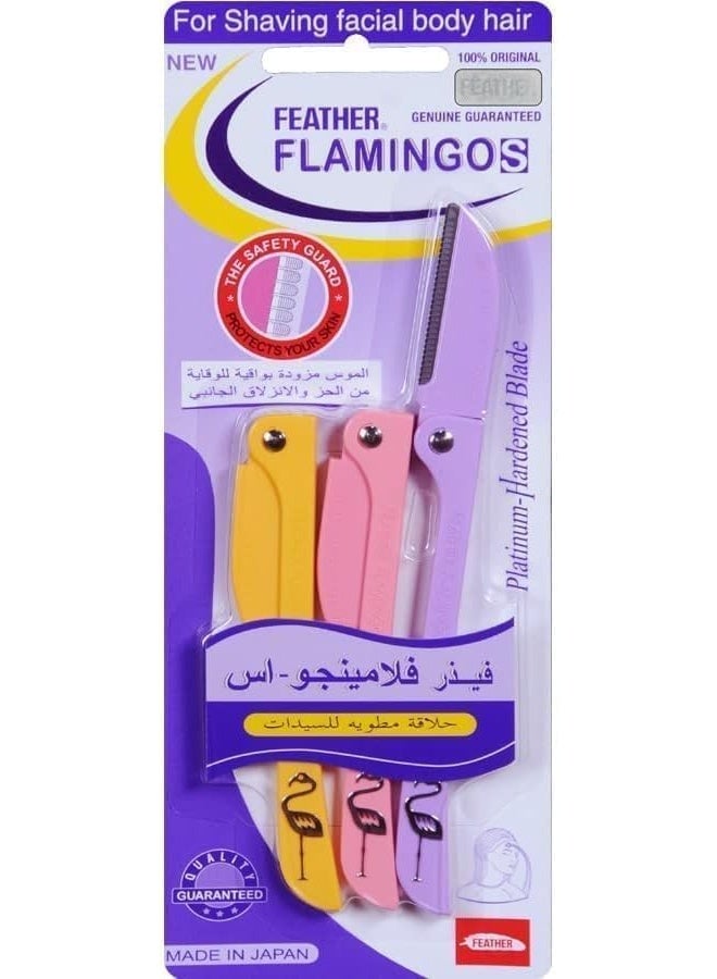 Feather Flamingos Women's Razor for Face & Body Hair Removal, Set of 3 Precision Edges, Smooth Skin, Painless Hair Removal with Safe and Easy to Use Design - Image 1