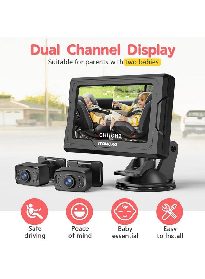 Itomoro Baby Car Camera HD 1080P Dual-Channel Display Car Baby Camera with 2 IR Night Vision Camera, Easily Install 4.3'' Car Camera for Baby with Crystal Clear Wide View for Rear Facing Seat - Image 2
