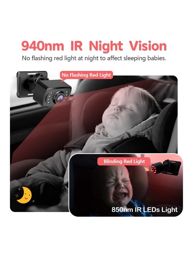 Itomoro Baby Car Camera HD 1080P Dual-Channel Display Car Baby Camera with 2 IR Night Vision Camera, Easily Install 4.3'' Car Camera for Baby with Crystal Clear Wide View for Rear Facing Seat - Image 3