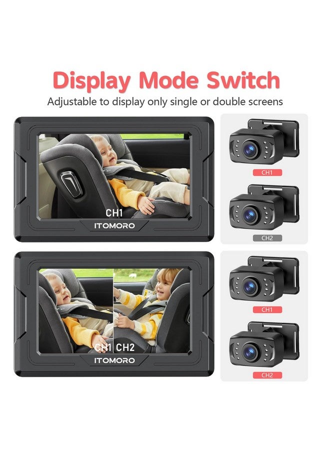 Itomoro Baby Car Camera HD 1080P Dual-Channel Display Car Baby Camera with 2 IR Night Vision Camera, Easily Install 4.3'' Car Camera for Baby with Crystal Clear Wide View for Rear Facing Seat - Image 5