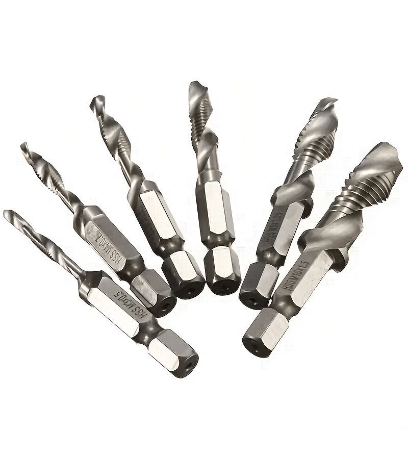 High Speed Steel Tap and Drill Bit Set 6pcs M3 to M10 Deburring Tool - Image 4