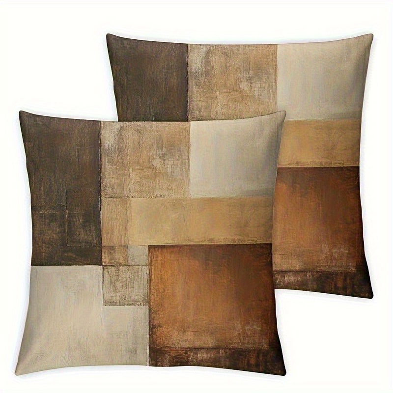 2 Pack 18x18 Inch Rustic Patchwork Sand Pillow Covers Quick Drying Polyester Beach Towel - Image 3