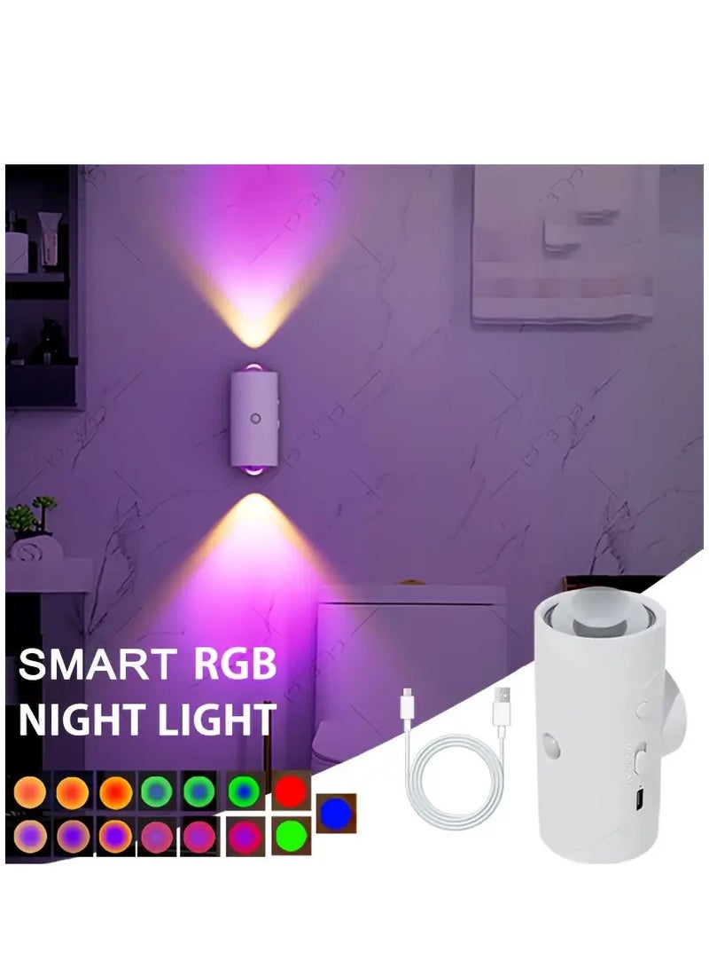 TFIXOL LED Wireless Wall Sconce with 7 Colors Changing, Motion Sensor Light Indoor, 1500mAh Rechargeable Battery Operated Wall Sconces for Bedroom Bedside Hallway Courtyard Doorway (White) - Image 1