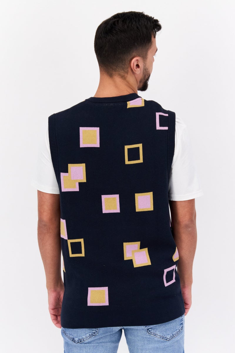 Lyle & Scott Men V Neck Sleeveless Brand Logo Sweater, Navy - Image 2