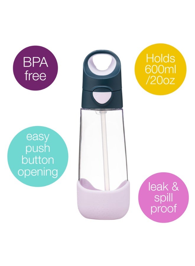 B.Box Big Kids Tritan™ Drink Bottle with Straw | Leakproof Push Button Lid | Ergonomic Triangle Grip | BPA-Free Reusable Water Bottle for School Kids | 600ml-Indigo Rose - Image 2