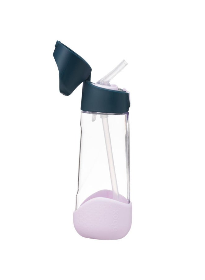 B.Box Big Kids Tritan™ Drink Bottle with Straw | Leakproof Push Button Lid | Ergonomic Triangle Grip | BPA-Free Reusable Water Bottle for School Kids | 600ml-Indigo Rose - Image 1