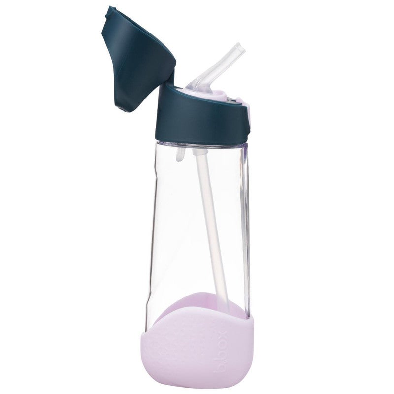 B.Box Big Kids Tritan™ Drink Bottle with Straw | Leakproof Push Button Lid | Ergonomic Triangle Grip | BPA-Free Reusable Water Bottle for School Kids | 600ml-Indigo Rose - Image 1