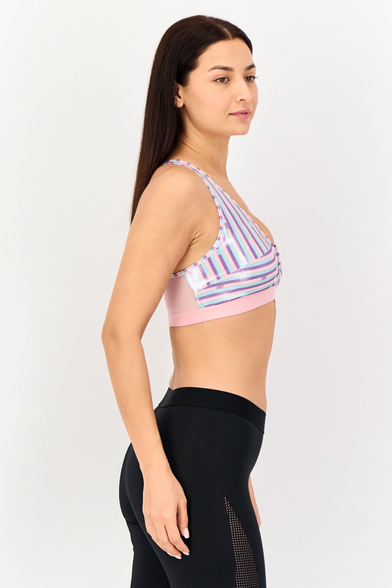 Nike Women Stripe Training Sports Bra, Multicolor - Image 3
