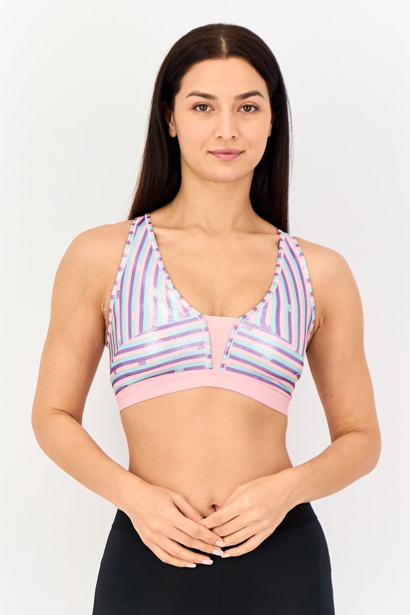 Nike Women Stripe Training Sports Bra, Multicolor - Image 1