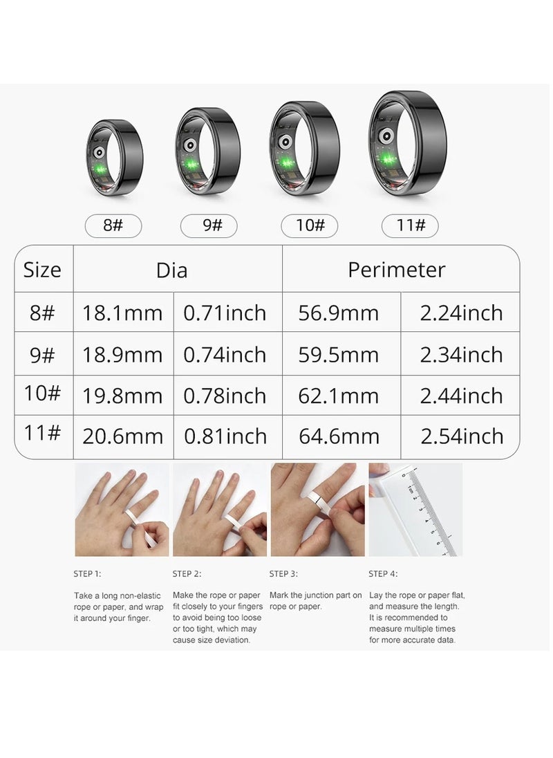 ColMi Smart Ring, Waterproof Wearable Fitness Tracker Ring, Long Battery Life Sleep Tracker Health Ring, Comfortable Bluetooth Smart Ring With Multiple Sports Modes For Men And Women, (Size 10, Black)  - Image 5