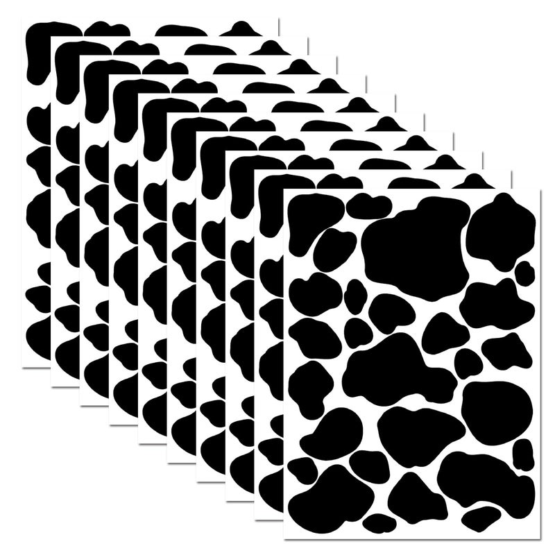 AOWDIAO 280 Pcs Cow Print Stickers | Cow Print Decor Decals for Wall  Cars  Cups | Black Vinyl Cow Print Peel and Stick Wall Decals for Bedroom Living Room Bathroom Home Wall Decor - Image 1