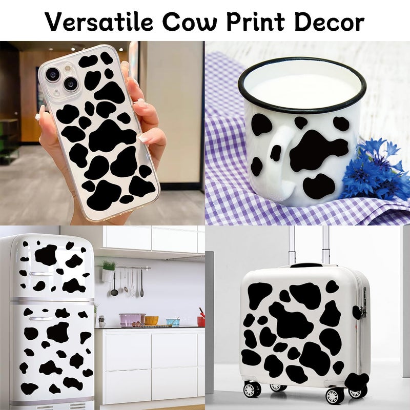 AOWDIAO 280 Pcs Cow Print Stickers | Cow Print Decor Decals for Wall  Cars  Cups | Black Vinyl Cow Print Peel and Stick Wall Decals for Bedroom Living Room Bathroom Home Wall Decor - Image 4