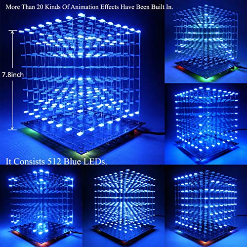 iCubeSmart مجموعة إلكترونيات iCubeSmart 3D LED مكعب DIY 8x8x8 مشروع لحام مكعب LED DIY 3D8SBLUE - Image 5