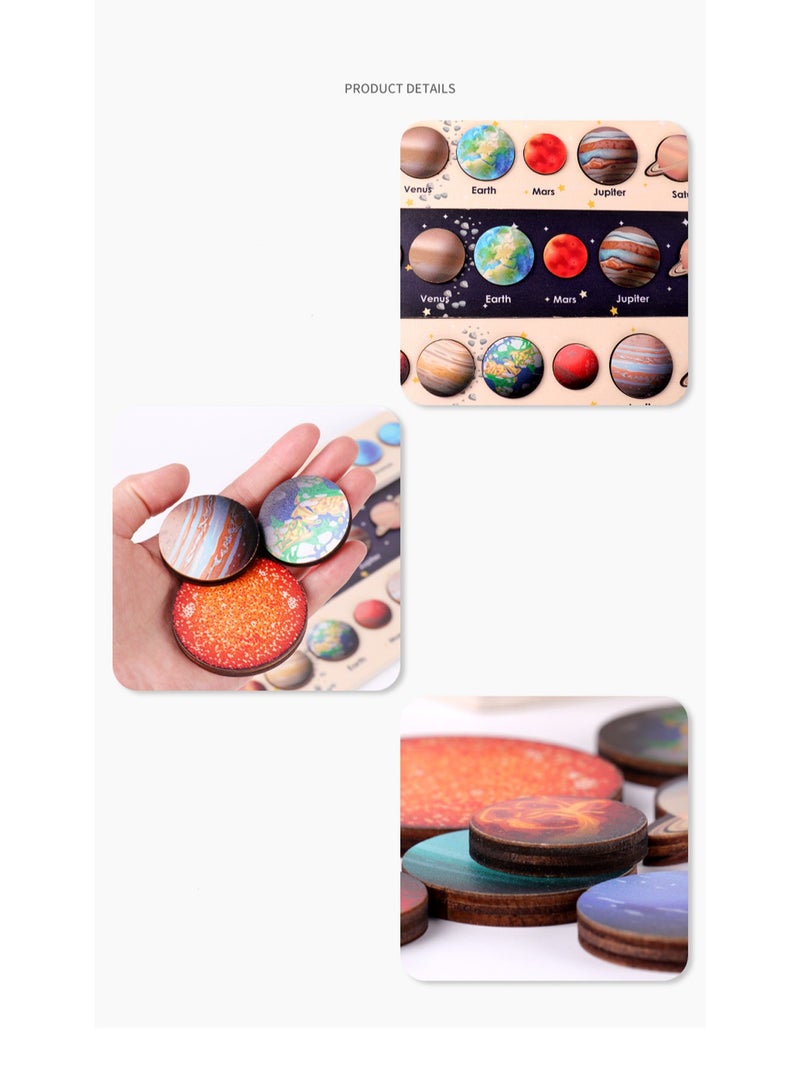 F Style Solar System Jigsaw Puzzle Wooden Educational Toys Suitable for Preschool Learning Activities to Know Planets Boys Girls Gift - Image 4