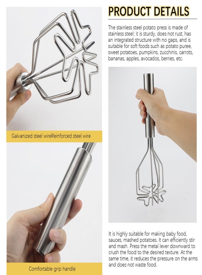 LCJAOF Stainless Steel Ground Beef and Potato Masher - Versatile Kitchen Gadget for Mashed Potatoes Vegetables and Meat Chopper - Image 3
