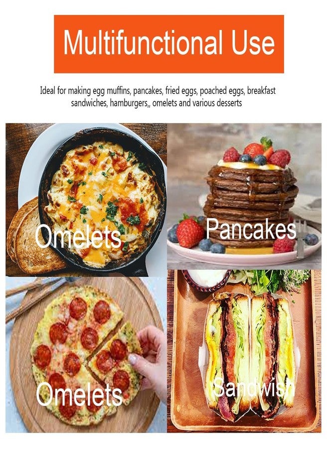 WOWITIS 4 Packs Large 8 Inch Omelette Ring for Griddle, Non-Stick Stainless Steel 8" Griddle Omelet Rings,Large Omelet Mold Pancake Ring Mold Crumpet Circle Silicone Handle with Spatula and Oil Brush - Image 4