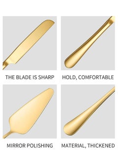 Oasisgalore Golden Stainless Steel Cake Cutting Set, Elegant Knife and Server Set, for Weddings and Events  - Image 3