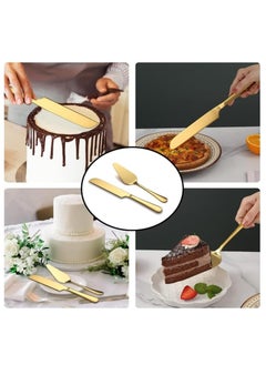 Oasisgalore Golden Stainless Steel Cake Cutting Set, Elegant Knife and Server Set, for Weddings and Events  - Image 5