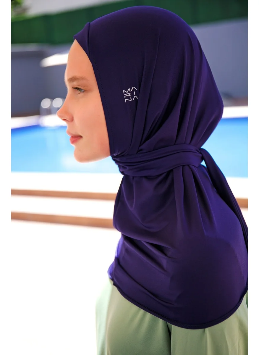 مارينا Navy Blue Tied Scarf Bonnet B2397