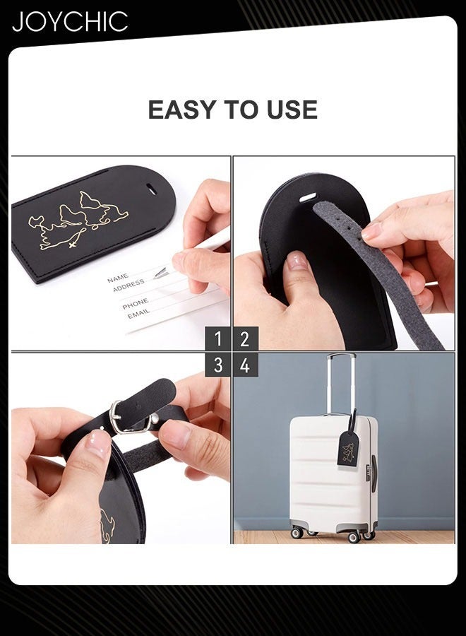 Joychic 2 Piece Map Passport Holder Passport Book Protective Cover PU Leather Waterproof ID Bag Luggage Tag Set Travel Suitcase Organizer Label for Storing Passport Business Card Credit Card Boarding - Image 4