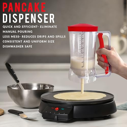 Eggssentials Griddle Breakfast Kit Compatible with Blackstone Griddle, Pancake Batter Dispenser, Bacon Press, 4 Egg Rings & Stainless Steel Spatula - Best for Indoor-Outdoor Cooking. - Image 3