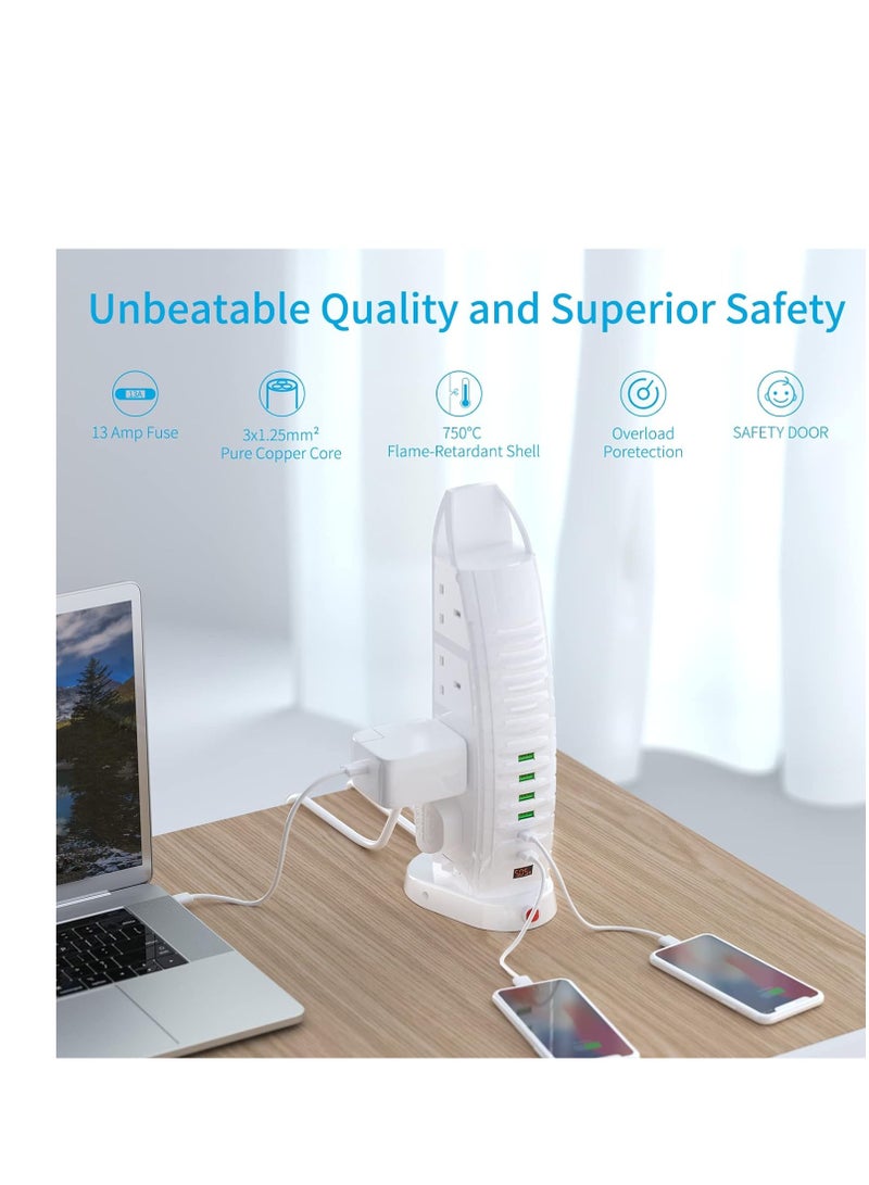 لوحة تمديد برج المراكب الشراعية من برج العرب مع منفذ USB A وUSB C مع مقابس عالمية مع مفتاح رئيسي ومصراع أمان ومقبس متعدد التوصيل - Image 3