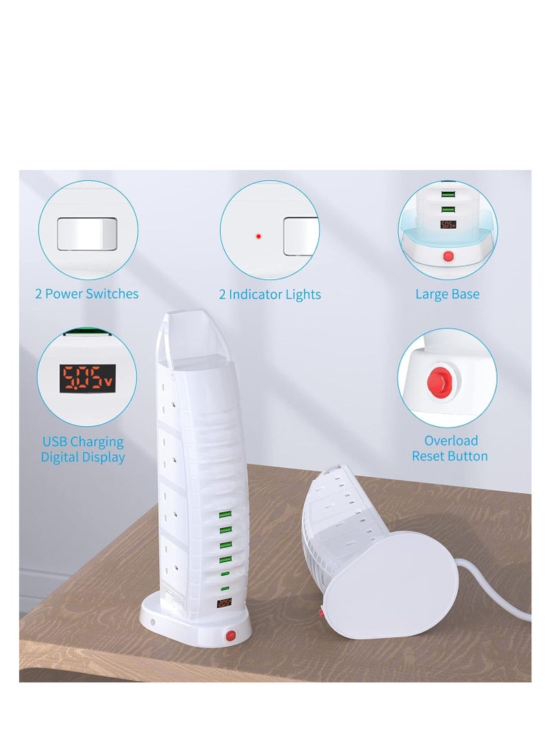 لوحة تمديد برج المراكب الشراعية من برج العرب مع منفذ USB A وUSB C مع مقابس عالمية مع مفتاح رئيسي ومصراع أمان ومقبس متعدد التوصيل - Image 4