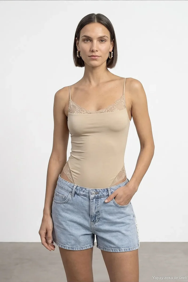 DILVIN Lace Sleeveless Slim-fit Bodysuit Blouse