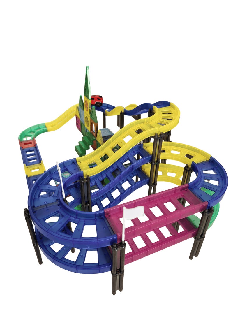 Loquat 96PCS Magnetic Railcar Building Set – STEM Educational Toy with Track, Cars  Accessories for Kids 3+ – Fun Learning Toy for Motor Skills  Creativity - Image 2