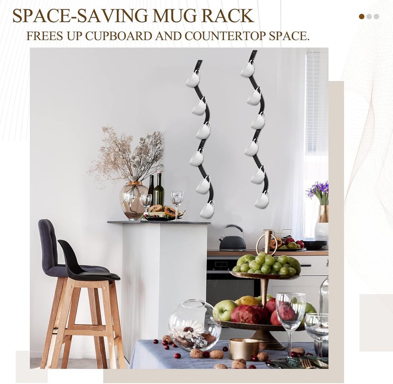 Sosation 4 Pack Coffee Mug Wall Rack Mounted with 12 Hooks S Curve Metal Coffee Cup Rack Wall Hanging Holder for Bar Kitchen Corner Station Decor Display - Image 4