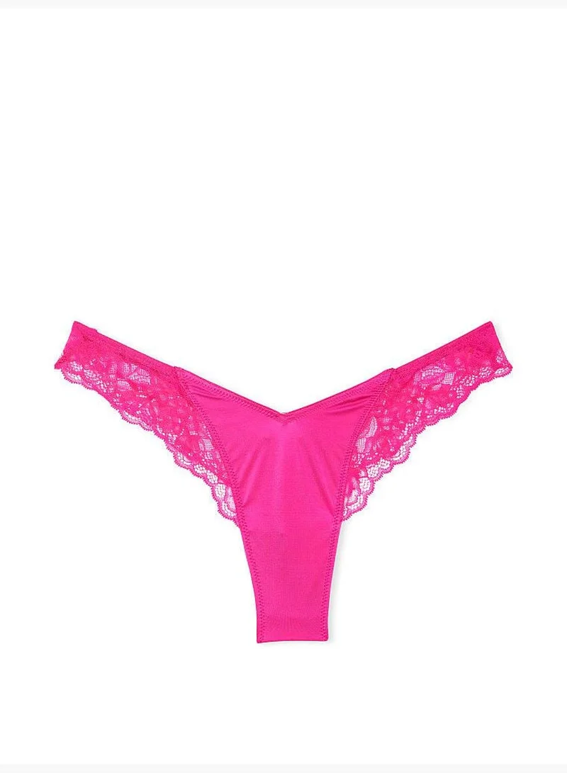 Victoria's Secret Lace-Trim High-Leg Thong Panty