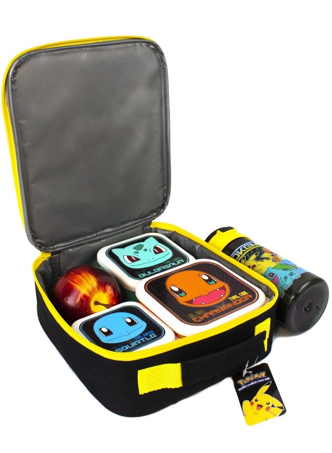 Pokemon حقيبة غداء بوكيمون 5 قطع (حقيبة طعام زجاجة ماء 3 علب وجبات خفيفة) مقاس واحد - Image 3