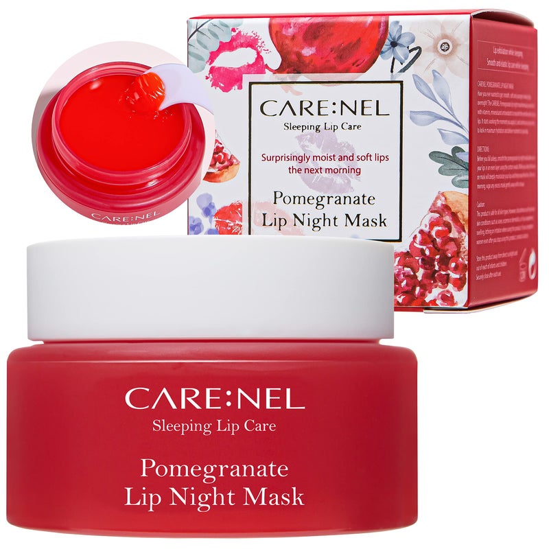 CARENEL Lip Mask Overnight 23g Pomegranate Moisturizer for Dry Lips Overnight Treatments Balm Day and Night Repair Gloss Scrubs Exfoliator