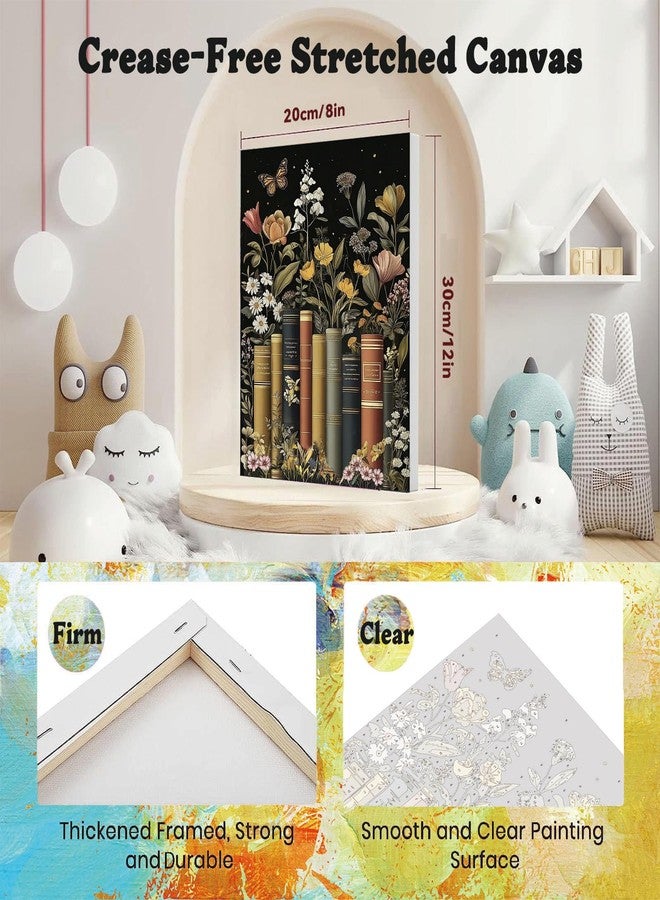 xackcme Book Paint by Numbers for Adults with Framed Canvas - with Wooden Easel, Flowers Paint by Number on Canvas, DIY Books Acrylic Oil Painting Kits with Brushes for Home Wall Decor (8x12 inch) - Image 2