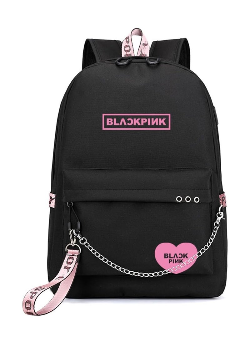 General Girls Kpop Backpack Lisa Rose JISOO Jennie Handbag Messenger Bag USB Rechargeable Rucksack Travel Business Backpacks  - Image 1